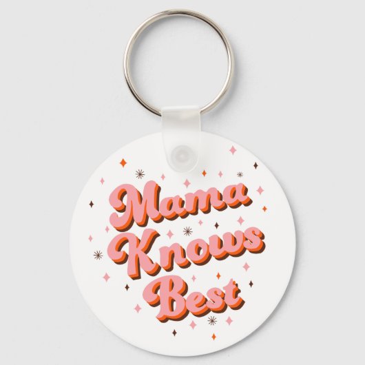 Cute Mama kent beste roze bruine retro Lettering Sleutelhanger (Voorkant)
