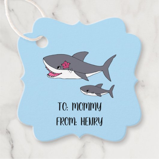 Cute Mama Shark en Baby Shark Bedankjes Labels (Voorkant)