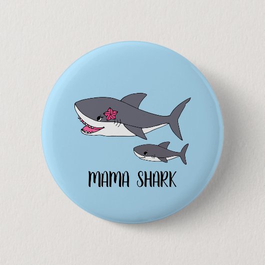 Cute Mama Shark en Baby Shark Button (Voorkant)