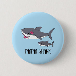 Cute Mama Shark en Baby Shark Button