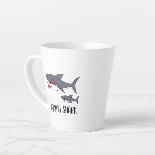 Cute Mama Shark en Baby Shark Latte Mok (Linkerhoek)