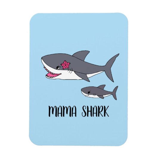 Cute Mama Shark en Baby Shark Magneet (Verticaal)