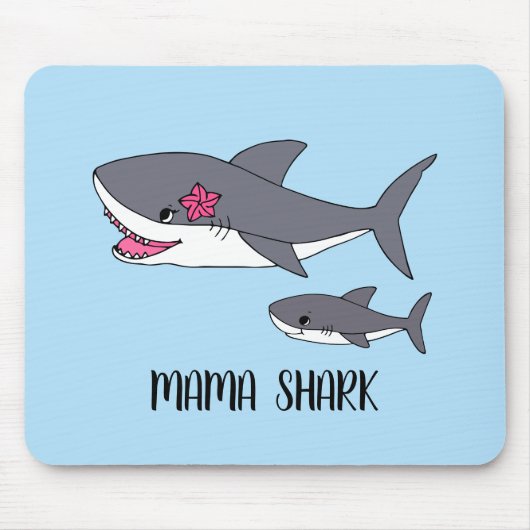 Cute Mama Shark en Baby Shark Muismat (Voorkant)