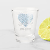 Cute Mama Word Art over Blue Leopard Patterned Hea Shot Glas (Achterkant)
