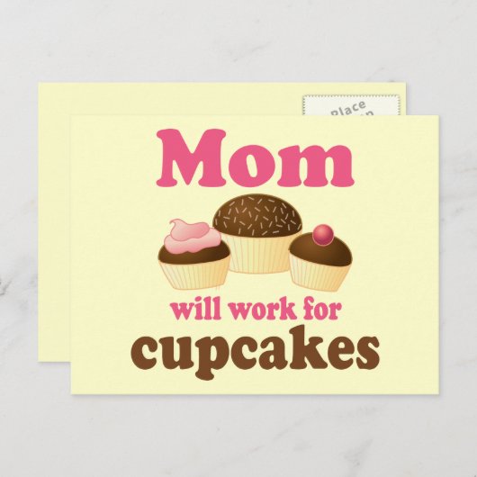 Cute mama zal werken voor cupcakes briefkaart (Voorkant / Achterkant)