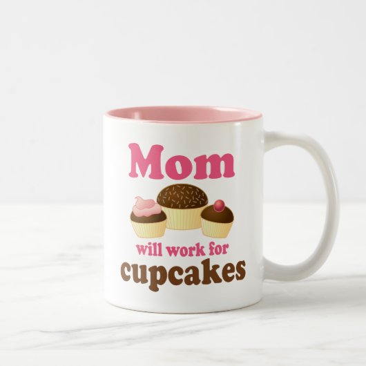 Cute mama zal werken voor cupcakes tweekleurige koffiemok (Rechts)