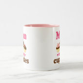 Cute mama zal werken voor cupcakes tweekleurige koffiemok (Center)