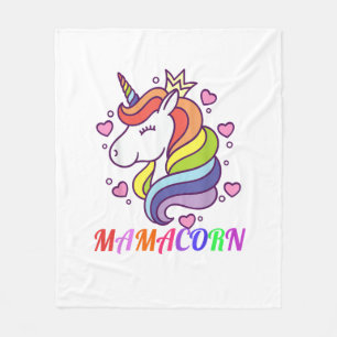 Cute Mamacorn Unicorn Ma Birthday Outfit Rainbow Fleece Deken