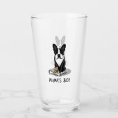 Cute Mama's Boy Boston Terrier (zwart) Glas (Voorkant)