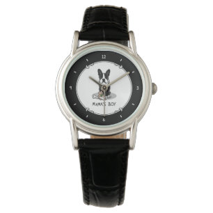 Cute Mama's Boy Boston Terrier (zwart) Horloge