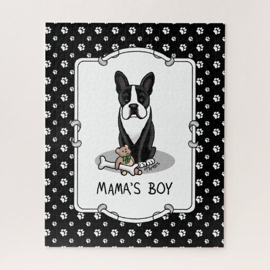 Cute Mama's Boy Boston Terrier (zwart) Legpuzzel (Verticaal)