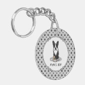 Cute Mama's Boy Boston Terrier (zwart) Sleutelhanger (Voorkant Links)
