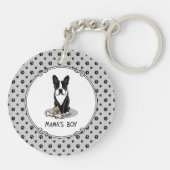 Cute Mama's Boy Boston Terrier (zwart) Sleutelhanger (Achterkant)