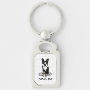 Cute Mama's Boy Boston Terrier (zwart) Sleutelhanger
