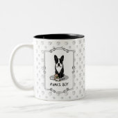 Cute Mama's Boy Boston Terrier (zwart) Tweekleurige Koffiemok (Links)