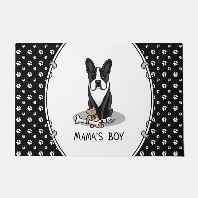 Cute Mama's Boy Boston Terrier (zwarte hond) Deurmat (Voorkant)