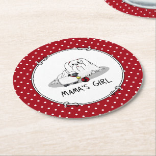 Cute Mama's Girl #2 Maltese hond - Maltese moeder Ronde Kartonnen Onderzetter