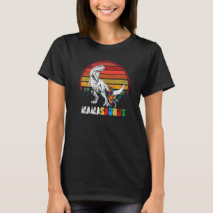 Cute Mamasaurus T Rex Dinosaur Mama Autism Awarene T-shirt