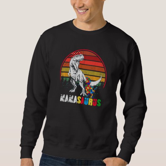 Cute Mamasaurus T Rex Dinosaur Mama Autism Awarene Trui (Voorkant)