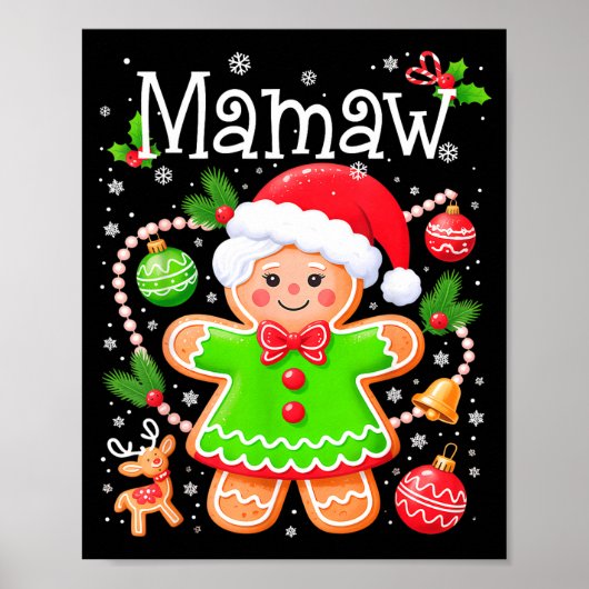 Cute Mamaw Gingerbread Family Matching Christmas C Poster (Voorkant)