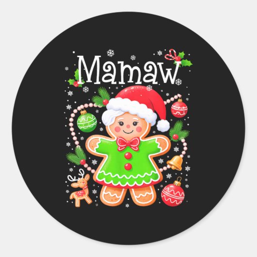 Cute Mamaw Gingerbread Family Matching Christmas C Ronde Sticker (Voorkant)