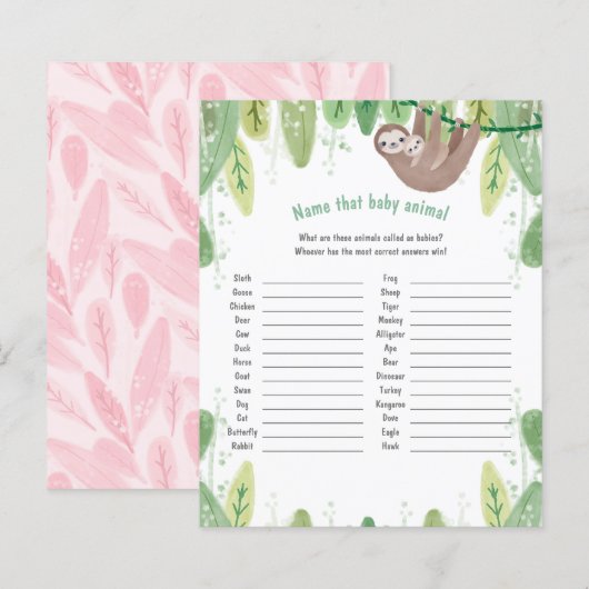 Cute mamma en baby sloth noemen het babydierenspel (Voorkant / Achterkant)