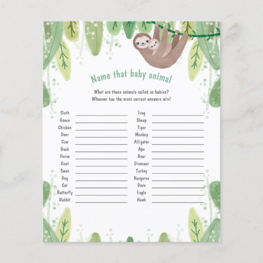 Cute mamma en baby sloth noemen het babydierenspel (Voorkant)