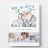 Cute mammie en Baby Elephant 3 Foto Moederdag Fotoplaat (voorkant)