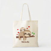 Cute mammie en baby sloth meisjes kinder tote bag (Voorkant)