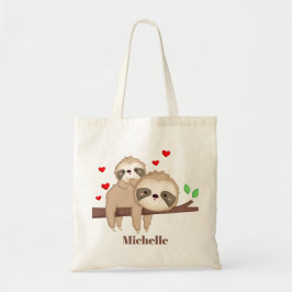 Cute mammie en baby sloth meisjes kinder tote bag