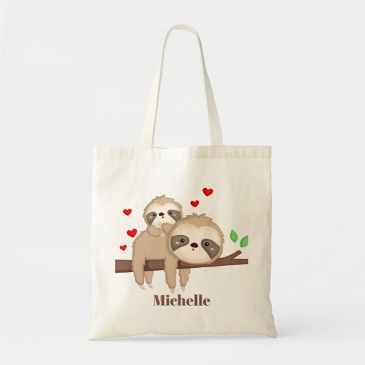 Cute mammie en baby sloth meisjes kinder tote bag (Voorkant)