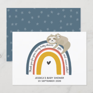 Cute mammie en Baby Sloth Rainbow - Hartelijk dank Kaart