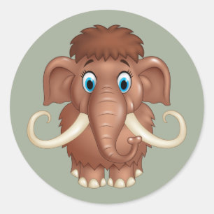 Cute Mammoth cartoon Ronde Sticker