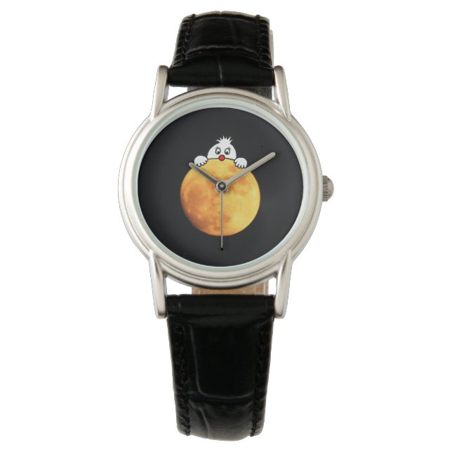 Cute man in the moon horloge (Voorkant)
