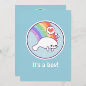 Cute Manatee Baby Shower-uitnodigingen Kaart (Voorkant / Achterkant)