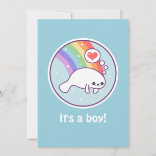 Cute Manatee Baby Shower-uitnodigingen Kaart