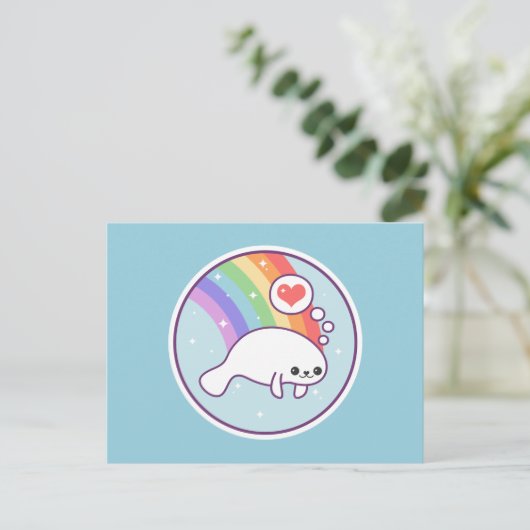 Cute Manatee Briefkaart (Staand voorkant)