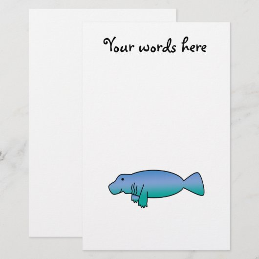 Cute manatee briefpapier (Voorkant / Achterkant)