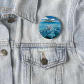 Cute Manatee Button Round (In situ)