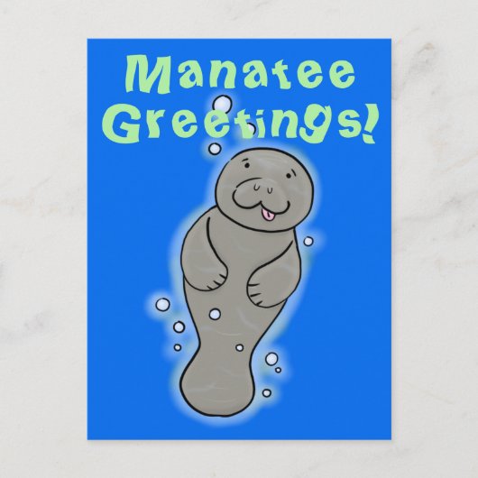 Cute manatee cartoon illustratie briefkaart (Voorkant)