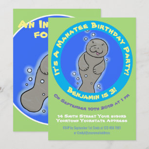 Cute manatee cartoon kaart