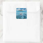 Cute Manatee Glossy Stickers Square (Tas)