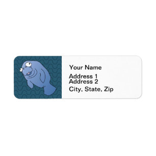 Cute Manatee Hugger Cartoon Animal Etiket