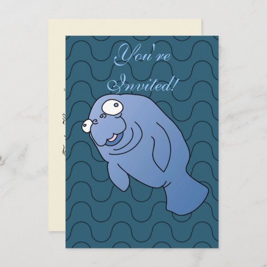 Cute Manatee Hugger Cartoon Animal Kaart (Voorkant / Achterkant)