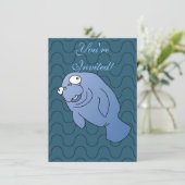 Cute Manatee Hugger Cartoon Animal Kaart (Staand voorkant)