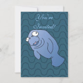 Cute Manatee Hugger Cartoon Animal Kaart (Voorkant)