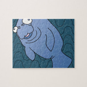 Cute Manatee Hugger Cartoon Animal Legpuzzel