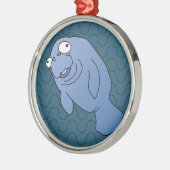 Cute Manatee Hugger Cartoon Animal Metalen Ornament (Links)