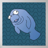 Cute Manatee Hugger Cartoon Animal Poster (Voorkant)