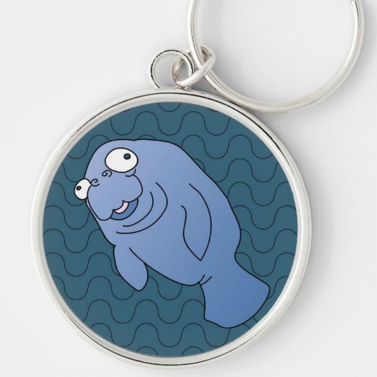 Cute Manatee Hugger Cartoon Animal Sleutelhanger (Voorkant)